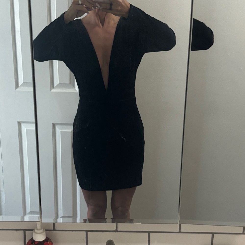 Lioness deep v front velvet dress